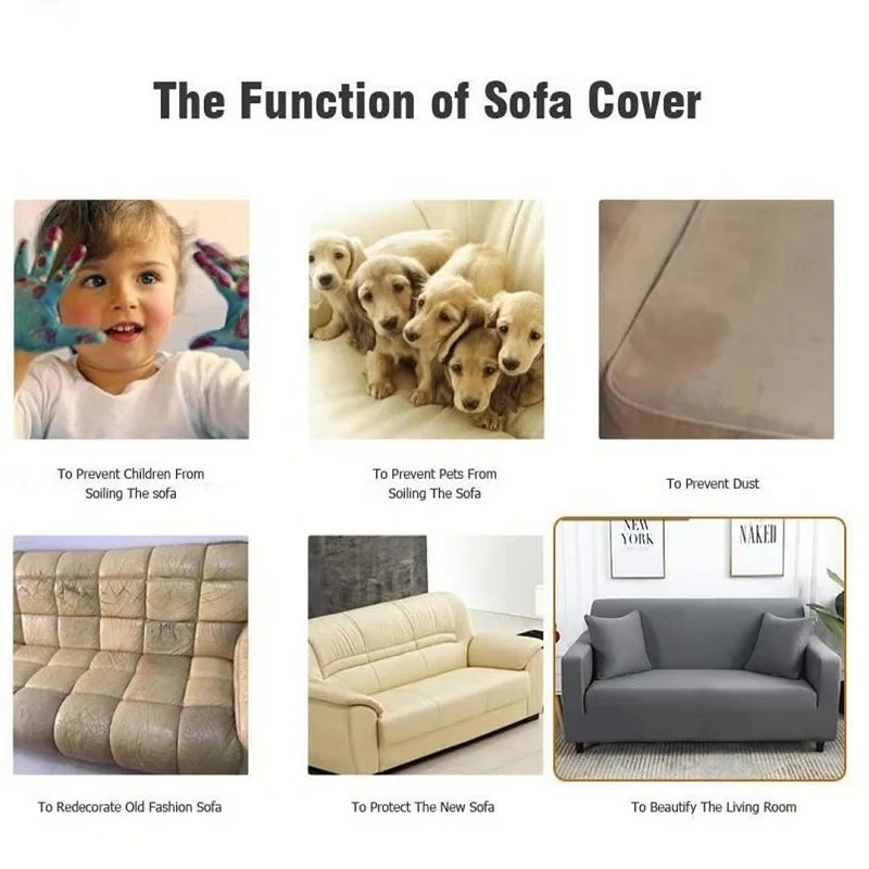 Solid Color Sofa Covers for Living Room Elastic Sofa Cover L Shaped Corner Couch Cover Slipcover Chair Protector 1/2/3/4 Seater