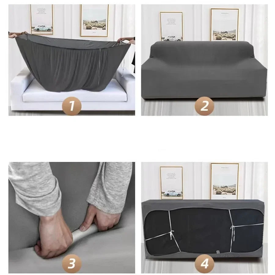 Solid Color Sofa Covers for Living Room Elastic Sofa Cover L Shaped Corner Couch Cover Slipcover Chair Protector 1/2/3/4 Seater