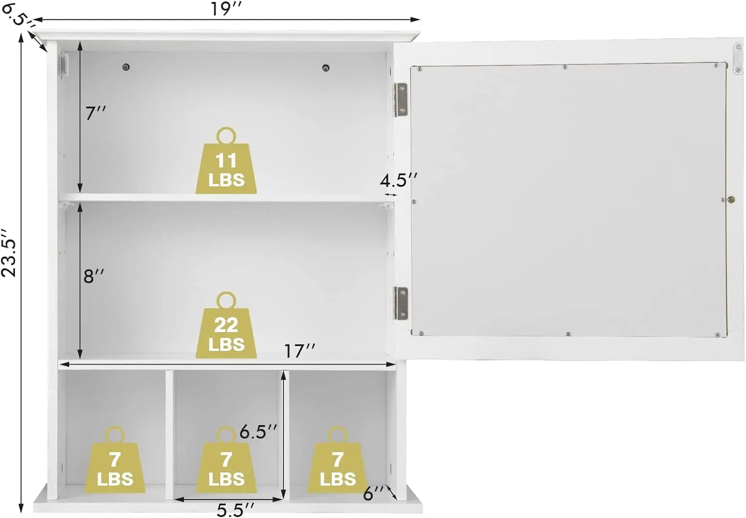 Comfort corner Bathroom Cabinet with Mirror,Wall Mounted Hanging Storage Organizer with Adjustable Shelf,Mirrored StorageCabinet