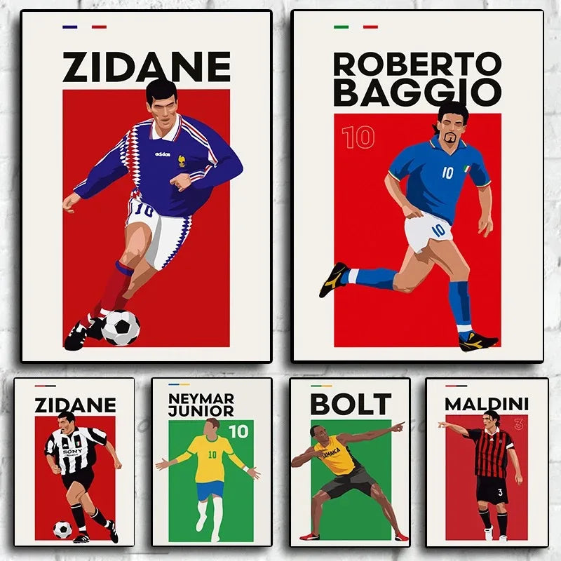 World Football Celebrity Poster Me-ssi Canvas Painting Wall Art Pictures for Teenagers Room Home Decor Gift for Sport Lovers