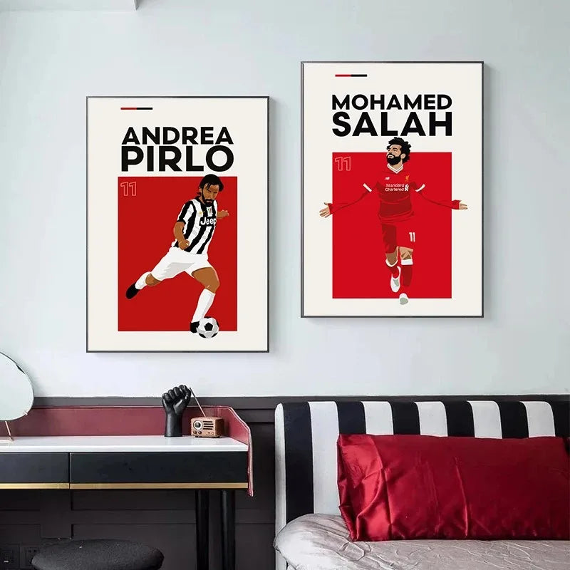 World Football Celebrity Poster Me-ssi Canvas Painting Wall Art Pictures for Teenagers Room Home Decor Gift for Sport Lovers