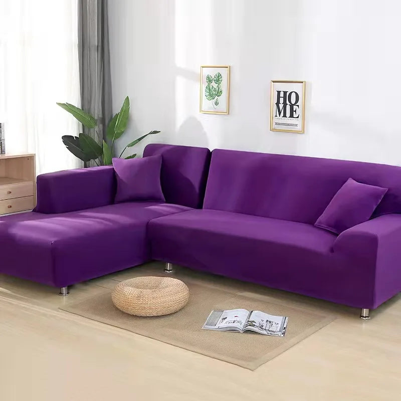 Solid Color Sofa Covers for Living Room Elastic Sofa Cover L Shaped Corner Couch Cover Slipcover Chair Protector 1/2/3/4 Seater