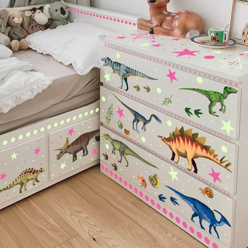 Luminous Cartoon Dinosaur Wall Stickers Glow in the Dark Dinosaur Decals for Baby Kids Rooms Bedroom Wall Decoration Wallpaper