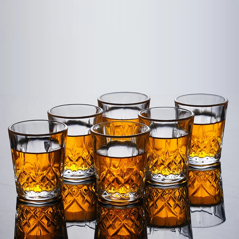 6pcs Red Wine Glass Cup Set Vintage Diamond Painting Glass Home Creative Gifts for Party Wedding Anniversary Transparent Drinks