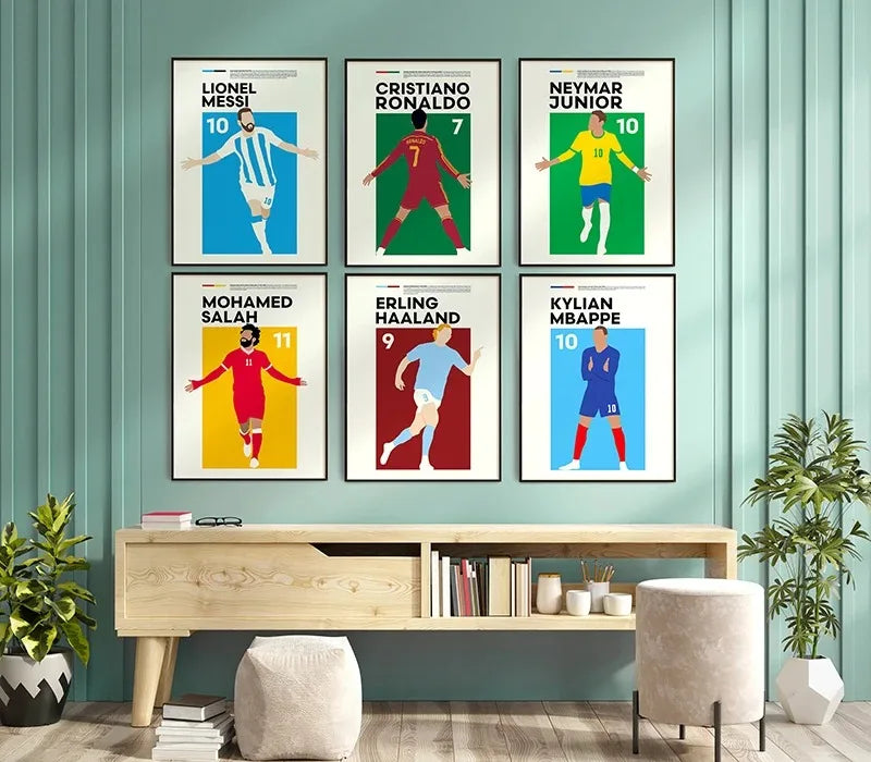World Football Celebrity Poster Me-ssi Canvas Painting Wall Art Pictures for Teenagers Room Home Decor Gift for Sport Lovers