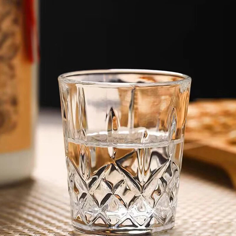 6pcs Red Wine Glass Cup Set Vintage Diamond Painting Glass Home Creative Gifts for Party Wedding Anniversary Transparent Drinks
