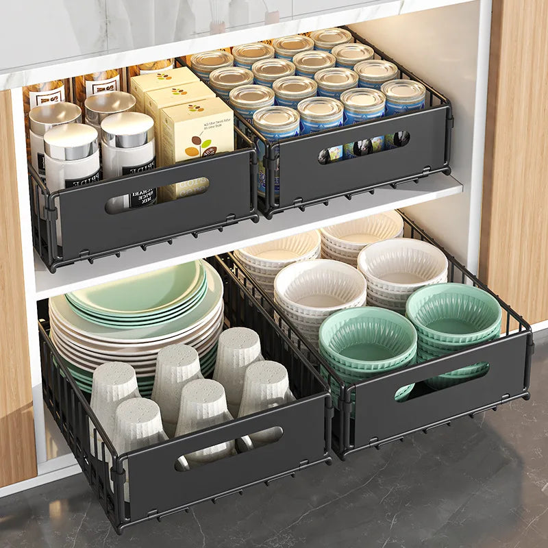 Kitchen Storage Rack Pull Out Cabinet Organizer Slide Drawer Storage Tray Seasoning Bottle Spice Storage Rack Kitchen Organizer