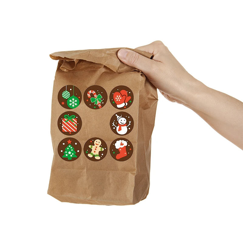 500pcs Merry Christmas Stickers Christmas Tree Elk Candy Bag Sealing Sticker Christmas Gifts Box Labels Decoration New Year 2025