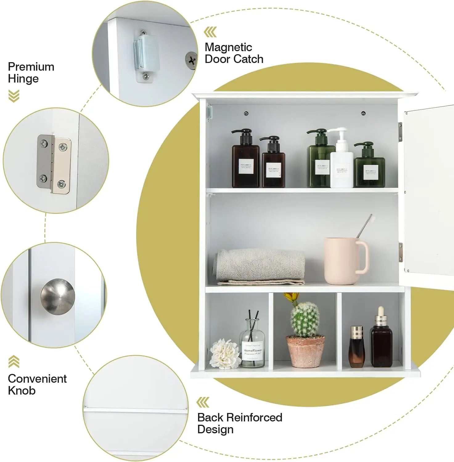 Comfort corner Bathroom Cabinet with Mirror,Wall Mounted Hanging Storage Organizer with Adjustable Shelf,Mirrored StorageCabinet