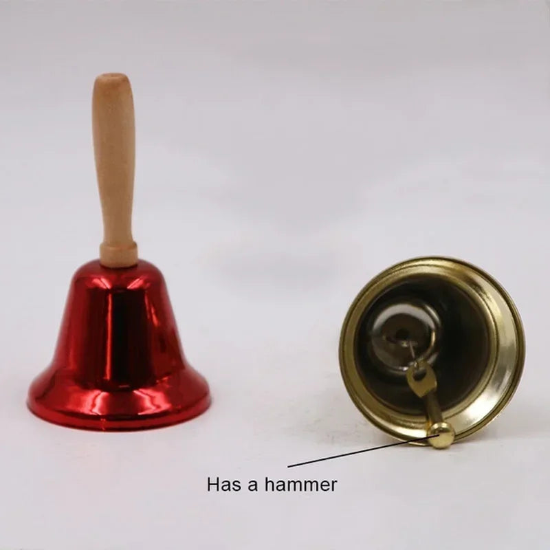 Creative Wooden Christmas Hand Bell Jingle Bells Crisp Tone Santa Claus Attraction Attention School Wedding Party Supplies