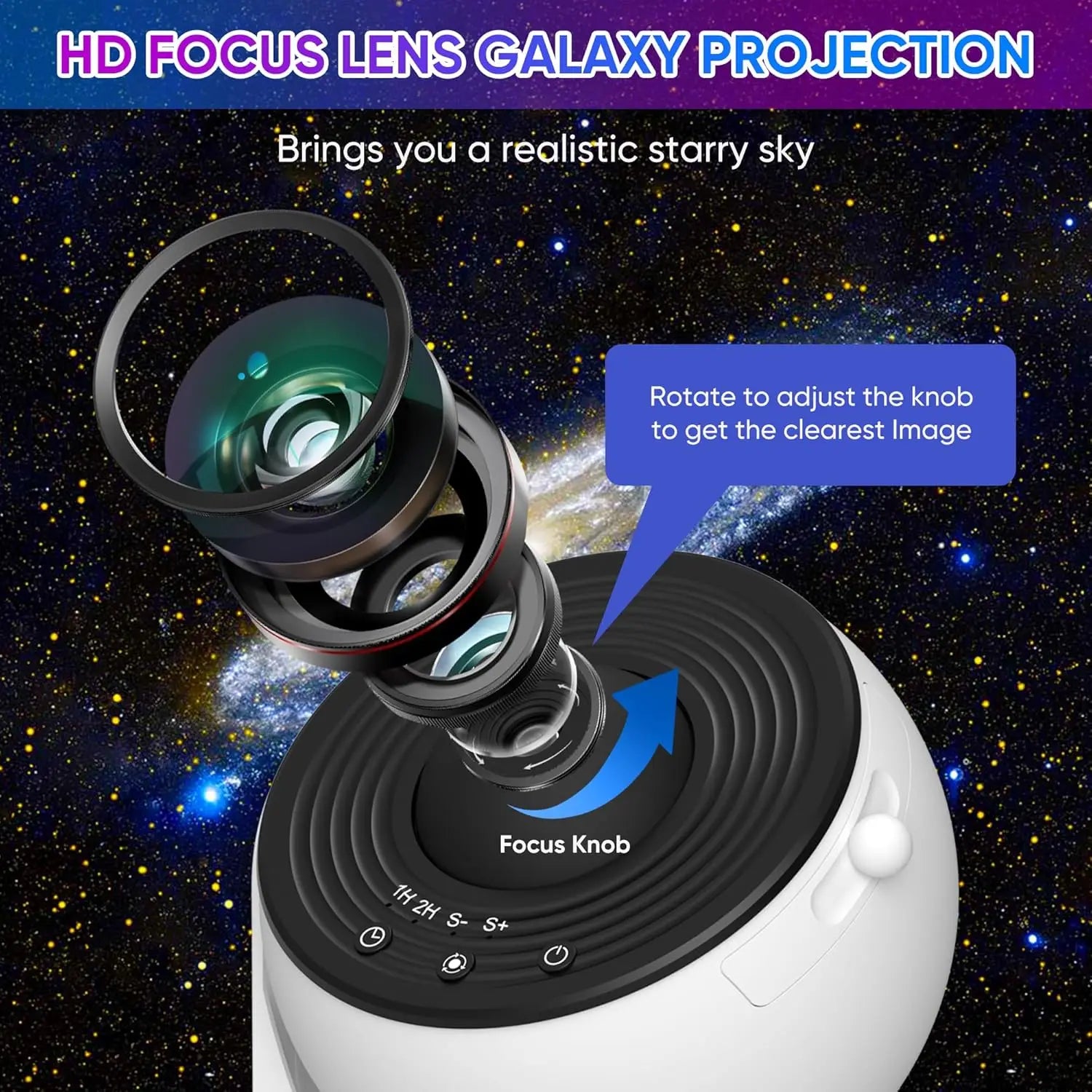 Planetarium Star Projector HD Image Area LED Night Light, 4K 13 HD Film Discs, 360° Rotate 1/2h Timer for Kids & Adults Bedroom