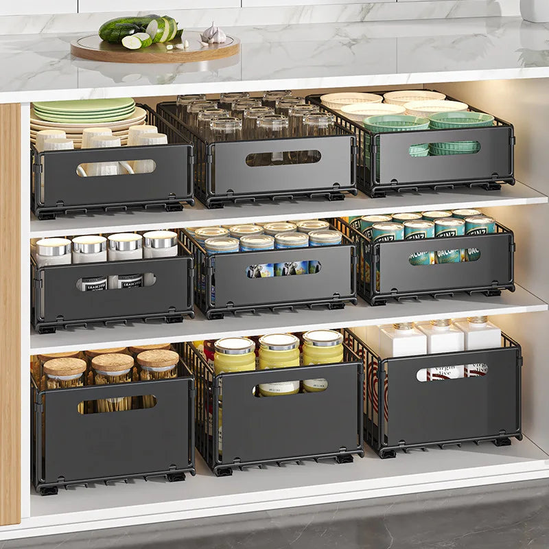 Kitchen Storage Rack Pull Out Cabinet Organizer Slide Drawer Storage Tray Seasoning Bottle Spice Storage Rack Kitchen Organizer