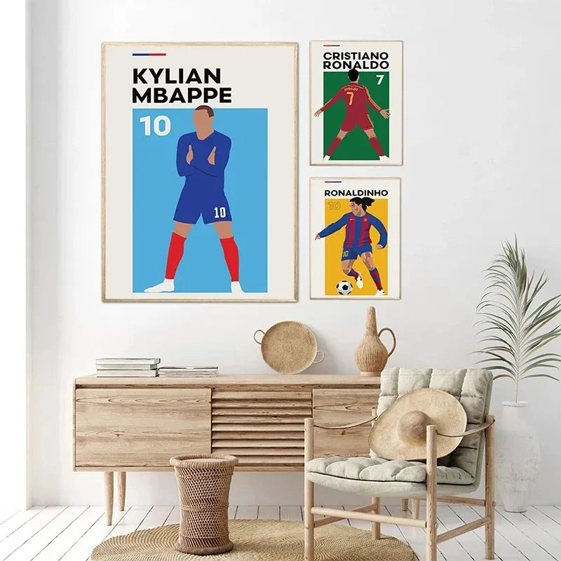 World Football Celebrity Poster Me-ssi Canvas Painting Wall Art Pictures for Teenagers Room Home Decor Gift for Sport Lovers