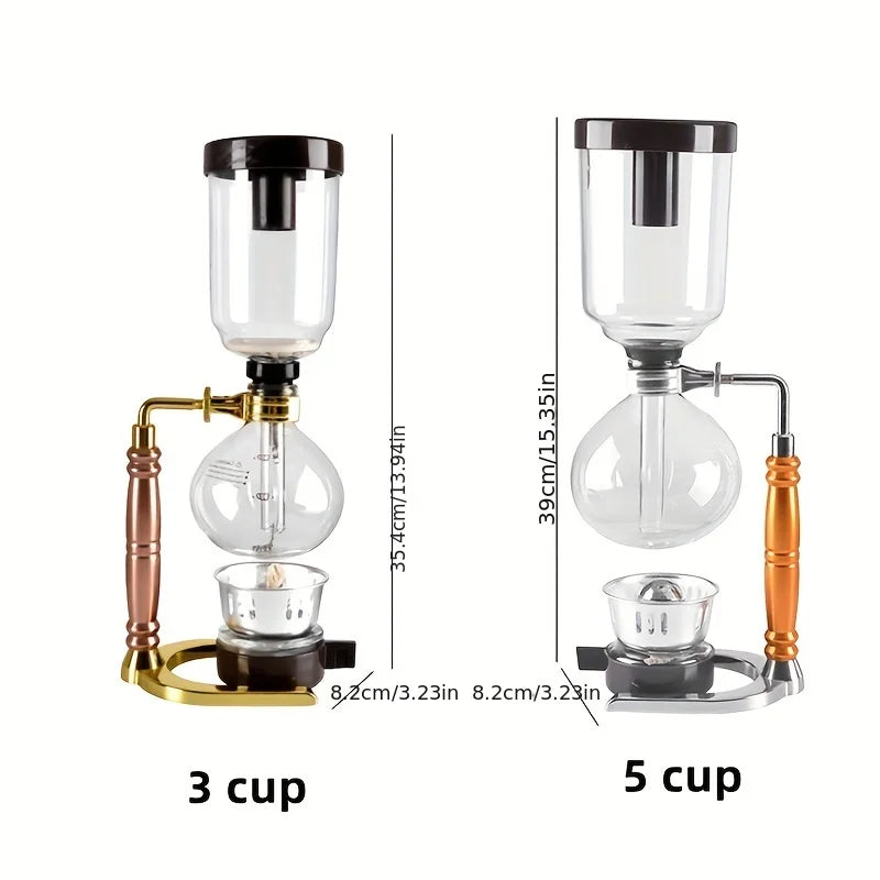 Technica 5 TCA-3 Glass Siphon Coffee Maker 3 Cup Professional Brewing System Stylish and Durable for Home or Office Use