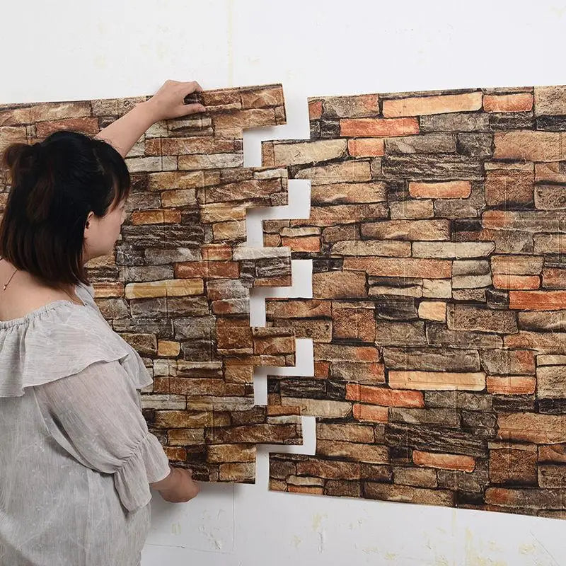 12Pcs 35cmx30cm Living Room Imitation Brick Waterproof Self-adhesive Wallpaper 3D Wall Stickers