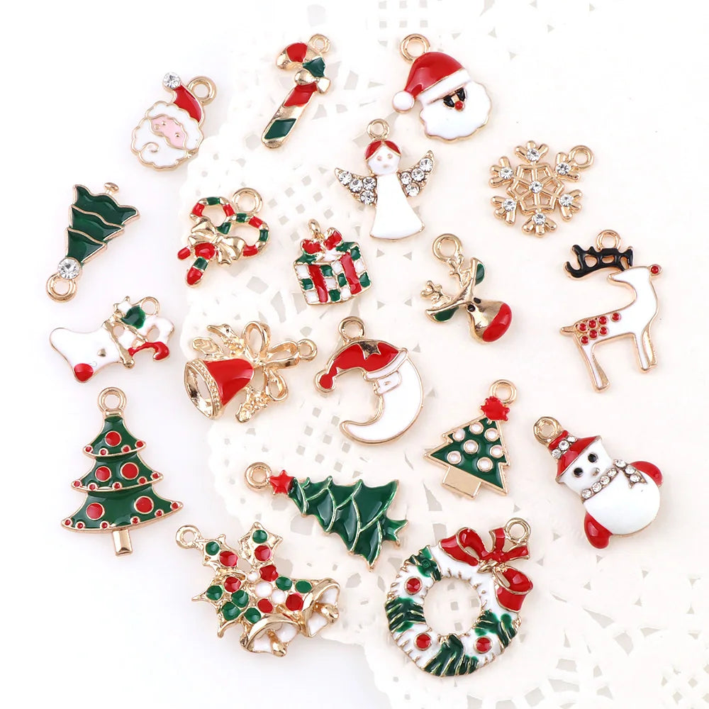 10-50PCS  A+ NewYear Fashion Metal Alloy Christmas Charm Decor Set Xmas Pendant Drop Ornaments Hanging Christmas Decoration