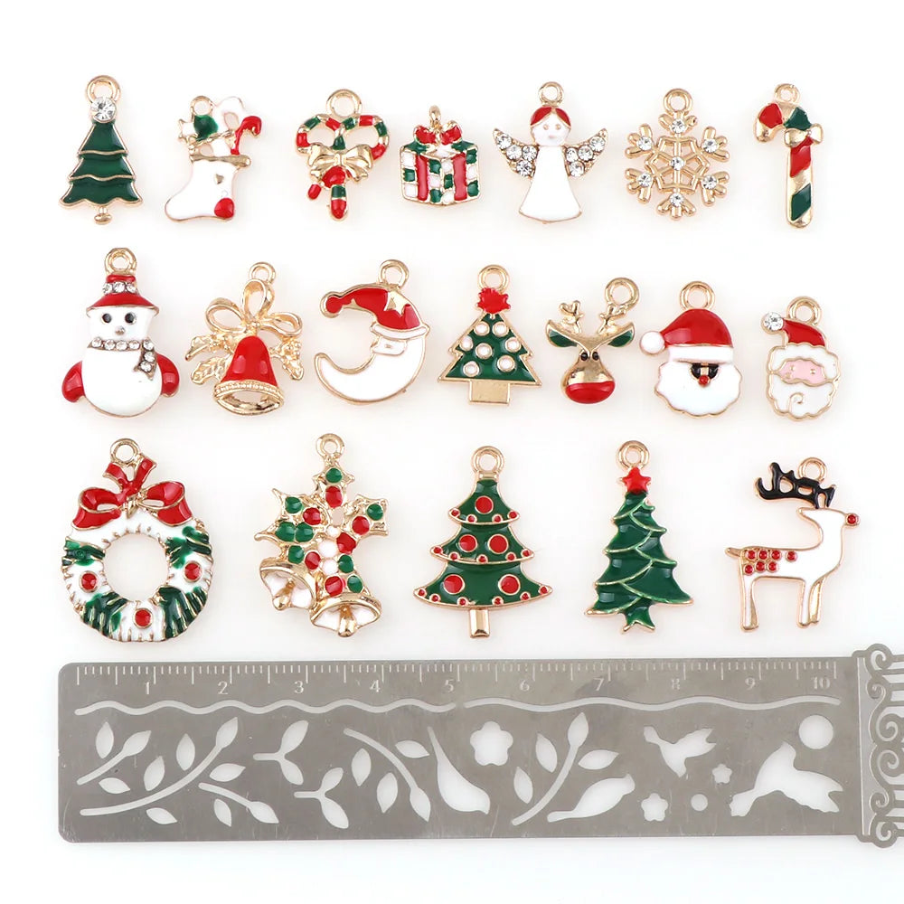 10-50PCS  A+ NewYear Fashion Metal Alloy Christmas Charm Decor Set Xmas Pendant Drop Ornaments Hanging Christmas Decoration