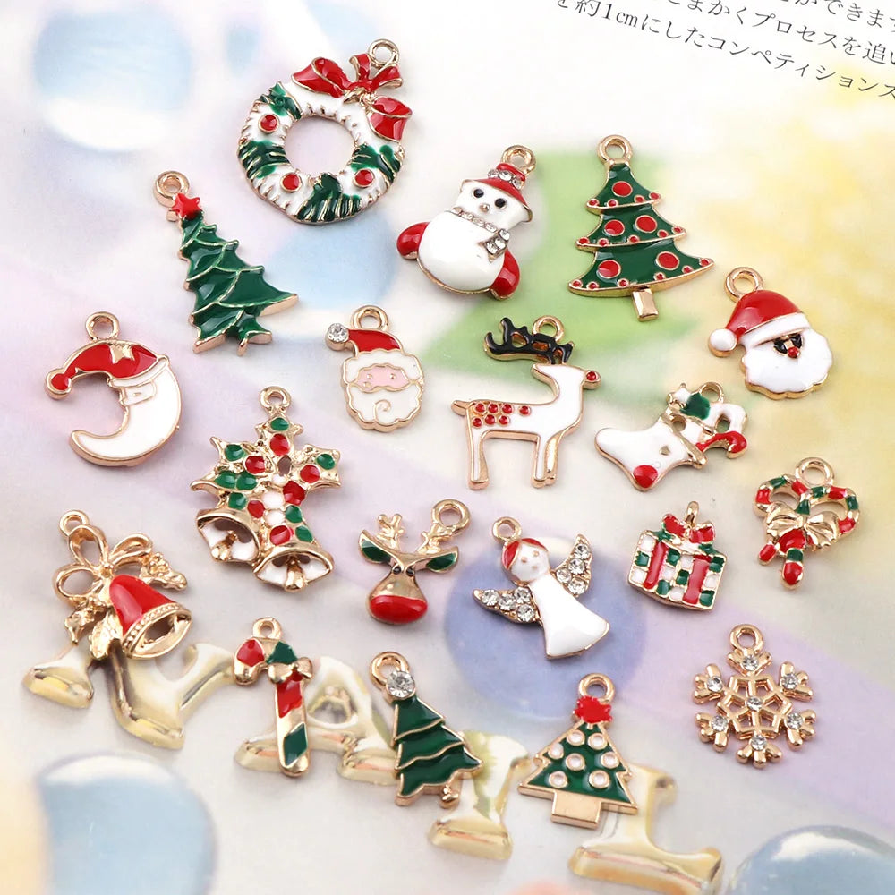 10-50PCS  A+ NewYear Fashion Metal Alloy Christmas Charm Decor Set Xmas Pendant Drop Ornaments Hanging Christmas Decoration