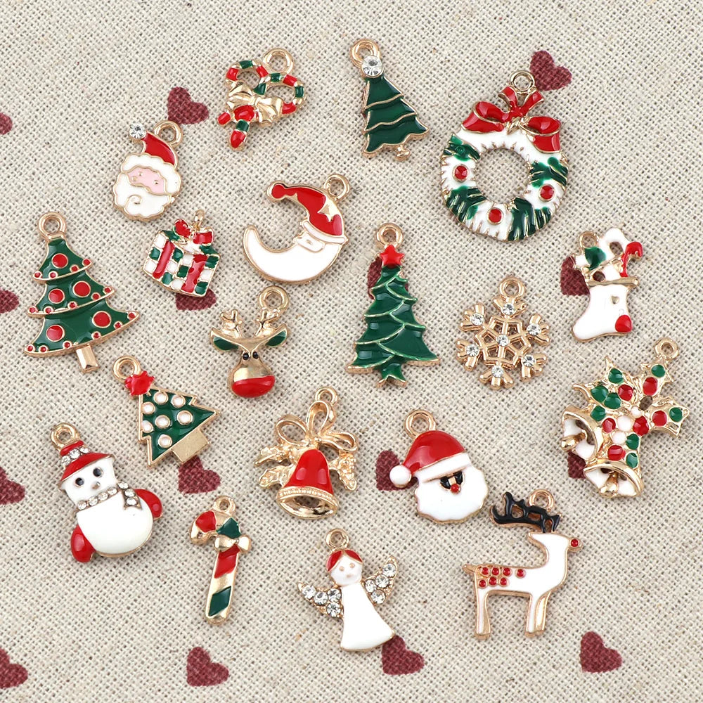 10-50PCS  A+ NewYear Fashion Metal Alloy Christmas Charm Decor Set Xmas Pendant Drop Ornaments Hanging Christmas Decoration