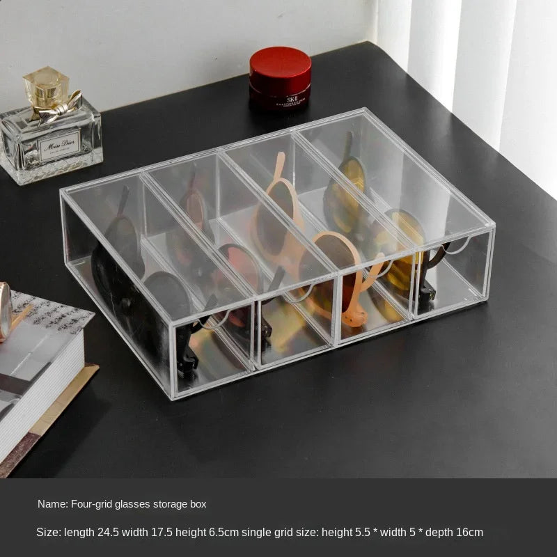 4 Layers Glasses Storage Box Acrylic Organizer Cosmetics Makeup Organizer Storage Drawers Pen Case Stackable Display Holder