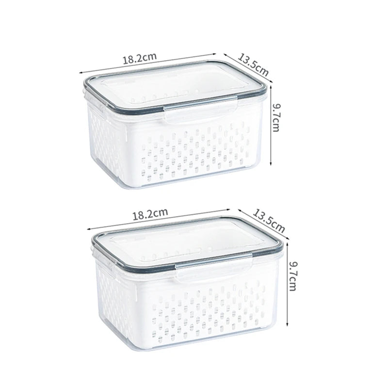 Refrigerator Storage Box Fridge Organizer Fresh Vegetable Fruit Boxes Drain Basket Storage Containers Pantry Kitchen Organizer