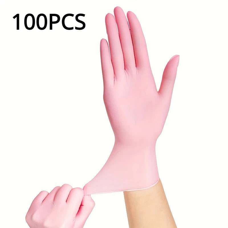 100/50/20PCS Light Pink Disposable Nitrile Gloves Waterproof Anti-static Durable Light Pink Gloves For Kitchen Cooking Tools