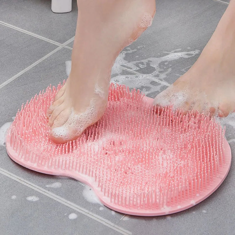 Silicone Rub Back Brush Bathroom Non-slip Wash Foot Pad Massage Shower Mat with Sucker Bath Massage Foot Exfoliating Brush Pad