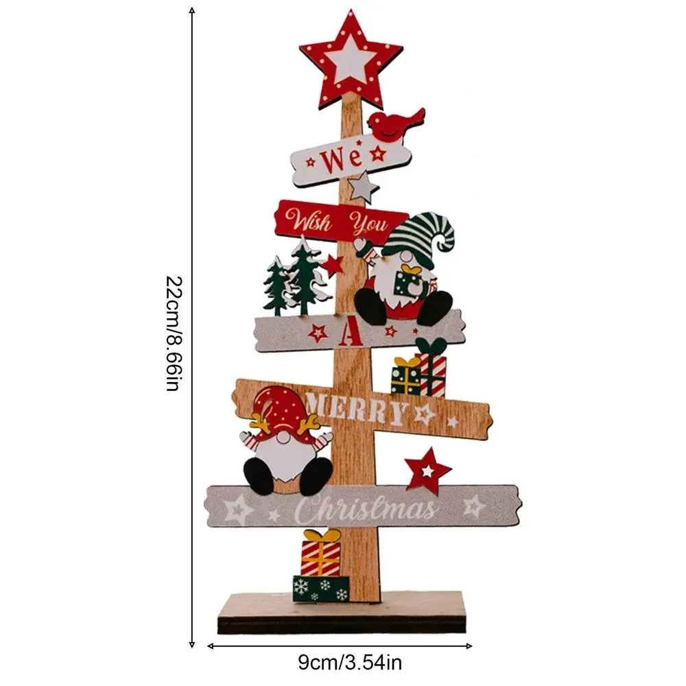 Wooden Christmas Tree Desktop Ornament Santa Claus Merry Christmas Sign Plaque Xmas Decoration for Home 2025 New Years Noel Gift