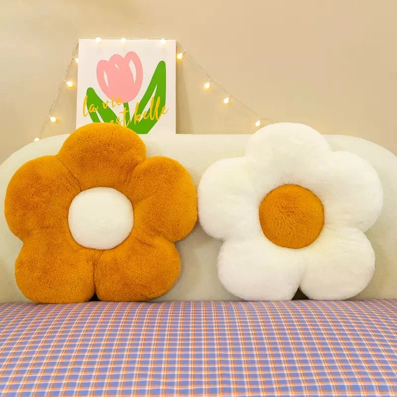 Cartoon Sunflower Small Kids Seat Cushion Home Decor Sofa Pillow Girl Plush Soft Little Cushion Bay Window Cojin Lumbar