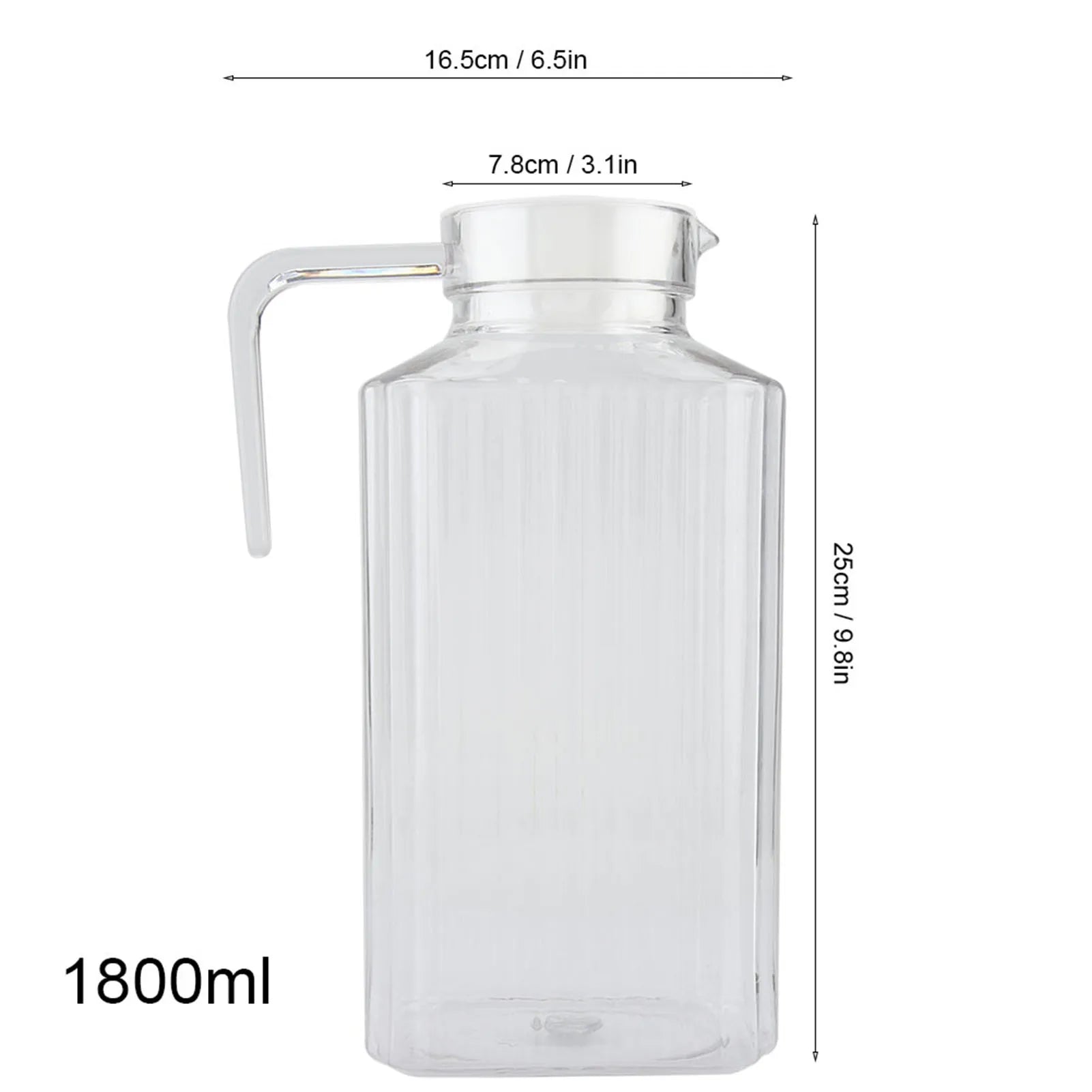 Cold Water Bottle Acrylic Transparent Juice Bottle Striped Water Ice Cold Juice Jug with Lid for Bar Home Restaurant Coffee Shop