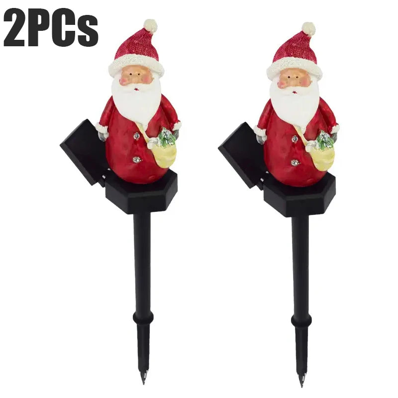 2024 Christmas Pathway LED Solar Lights Outdoor Waterproof Lawn Stake Lamp for Walkway Yard Home Decor Holiday Santa Claus