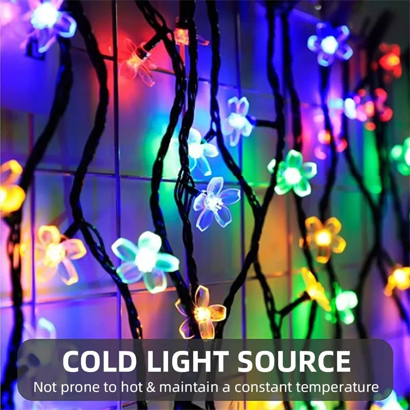 Solar Garden Light Flower Outdoor Solar  String Lights Waterproof Fairy Simulation Floral Garlands Lamp Christmas Decoration