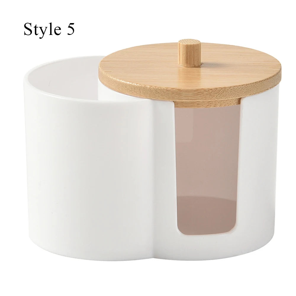 Cotton Round Pad Holder Powder Puff Storage Box Home Cotton Swab Box Makeup Organizer Dustproof Portable Durable Bathroom Jar