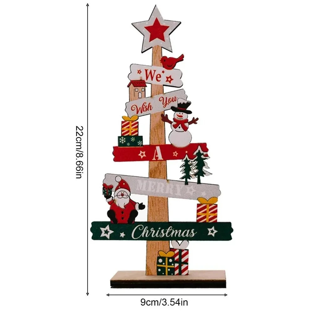 Wooden Christmas Tree Desktop Ornament Santa Claus Merry Christmas Sign Plaque Xmas Decoration for Home 2025 New Years Noel Gift