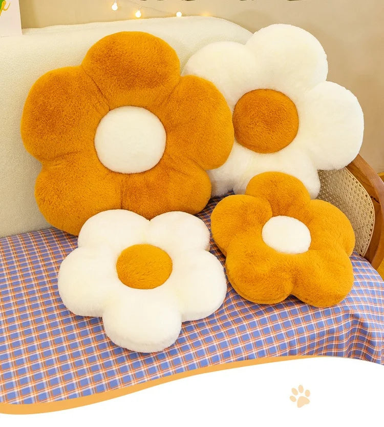 Cartoon Sunflower Small Kids Seat Cushion Home Decor Sofa Pillow Girl Plush Soft Little Cushion Bay Window Cojin Lumbar