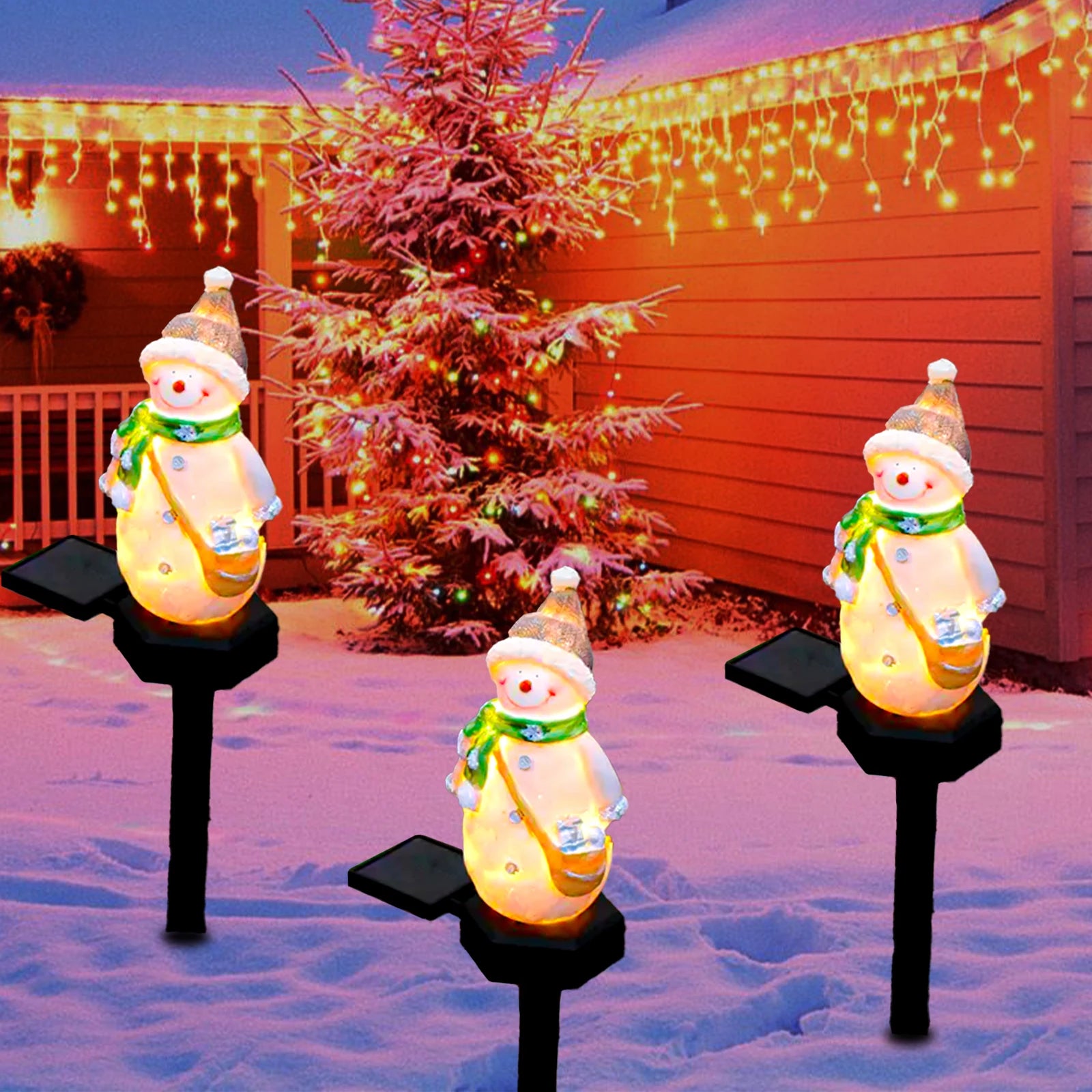 2024 Christmas Pathway LED Solar Lights Outdoor Waterproof Lawn Stake Lamp for Walkway Yard Home Decor Holiday Santa Claus