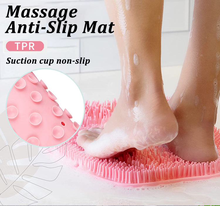 Silicone Rub Back Brush Bathroom Non-slip Wash Foot Pad Massage Shower Mat with Sucker Bath Massage Foot Exfoliating Brush Pad