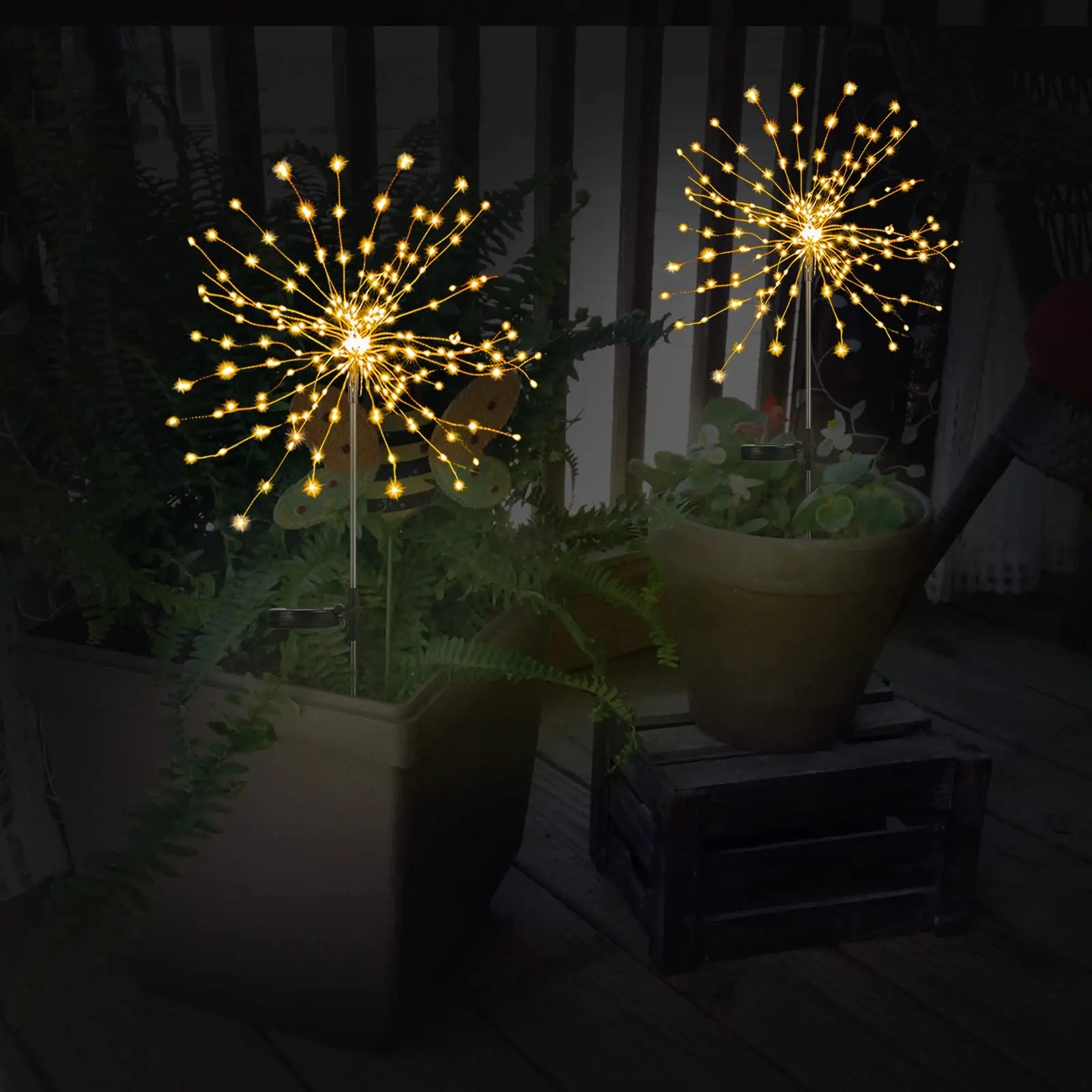 AlliLit LED Solar Fireworks Lights Waterproof Outdoor Dandelion Flash String Fairy Lights for Garden Landscape Lawn Decor