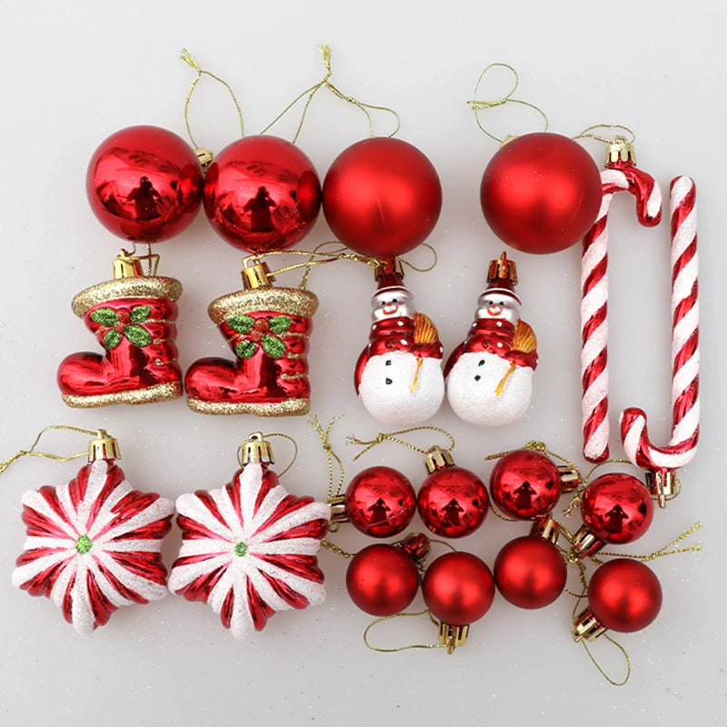 Christmas Tree Balls Red Candy Cane Hanging Ornament Big Pendants Set Christmas Decorations For Home 2024 Natal Navidad New Year