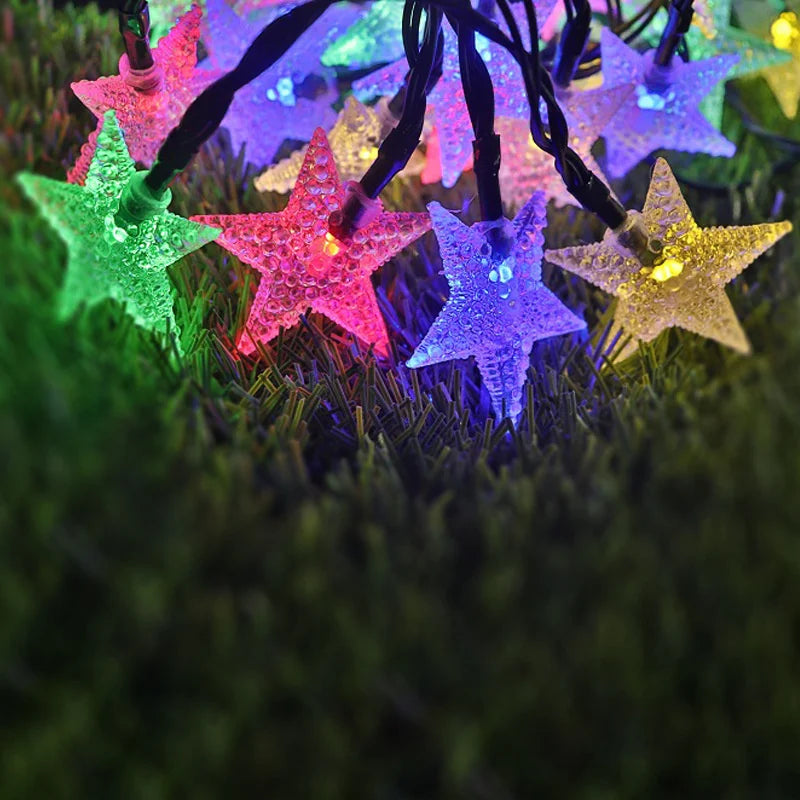 Solar Star String Lights Outdoor Waterproof LED Solar Powered Fairy Lights For Christmas Patio Garden Yard Porch Wedding Decor