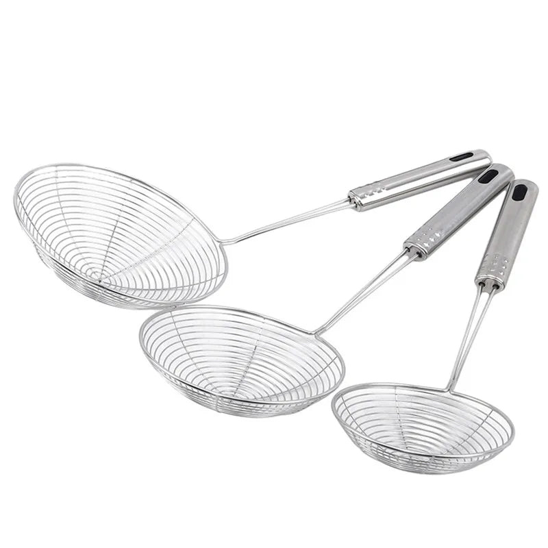 Stainless Steel Skimmer Solid Spider Strainer Ladle Stainless Steel Kitchen Utensil Tool French Fries Fish Frying Utensil