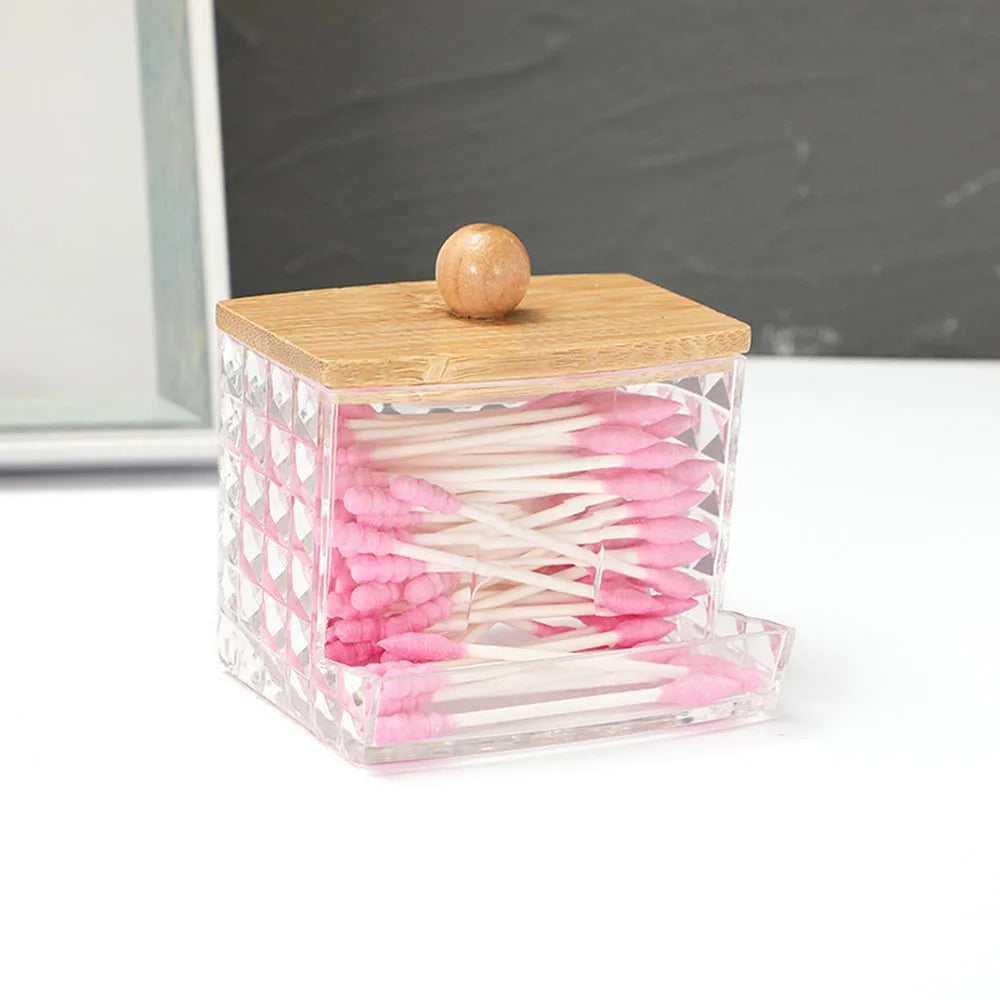 Cotton Round Pad Holder Powder Puff Storage Box Home Cotton Swab Box Makeup Organizer Dustproof Portable Durable Bathroom Jar