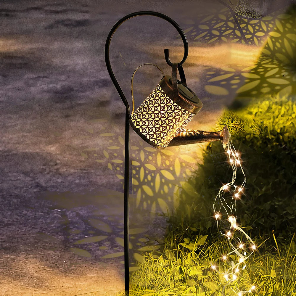 Solar Watering Can Light Hanging Waterfall Lamp Waterproof Outdoor Garden Decor Yard Porch Lawn Backyard Landscape Sun LED Lamp