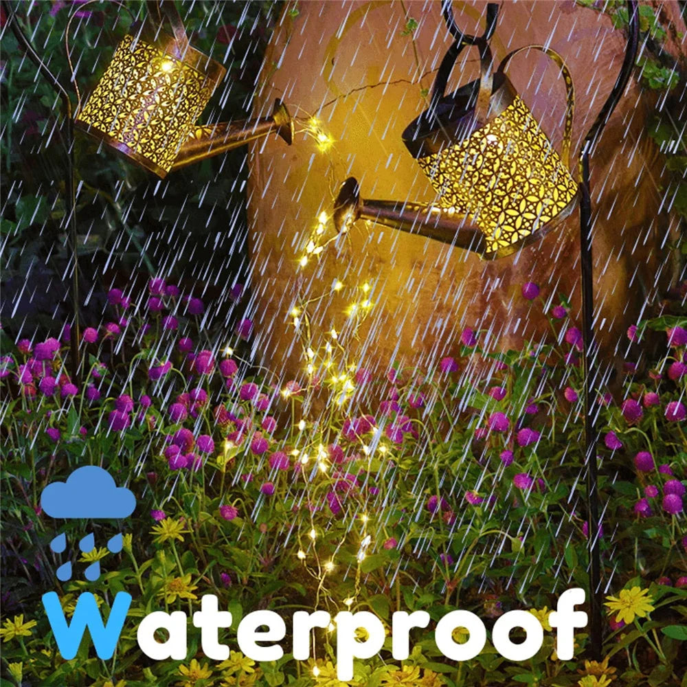 Solar Watering Can Light Hanging Waterfall Lamp Waterproof Outdoor Garden Decor Yard Porch Lawn Backyard Landscape Sun LED Lamp