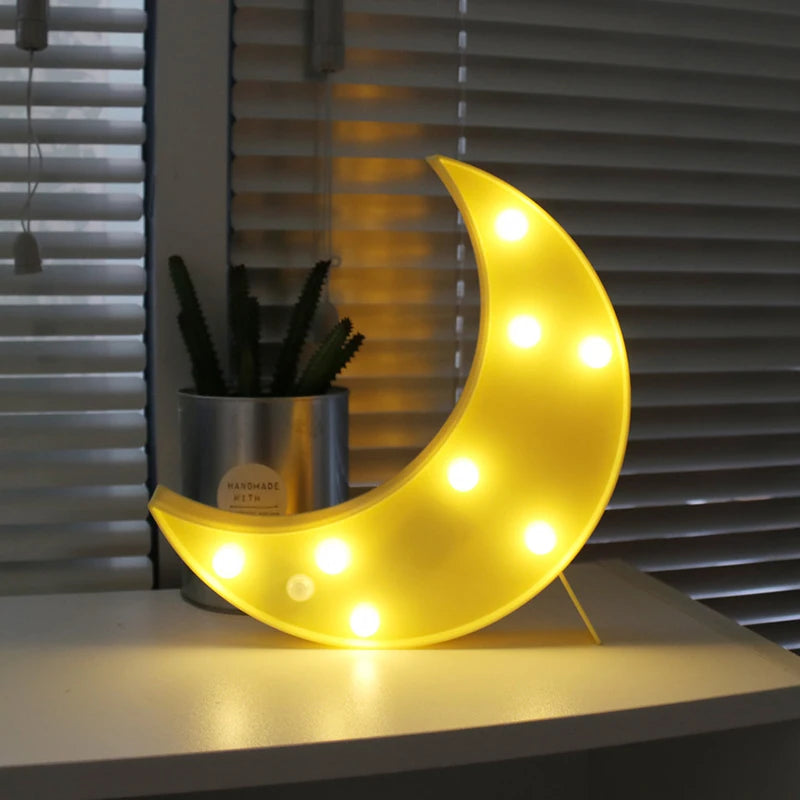 Rainbow Star Cloud Moon LED Night Light Battery Powered Wall Hanging Lamps Warm White Marquee Sign for Bedroom Nursery Decor