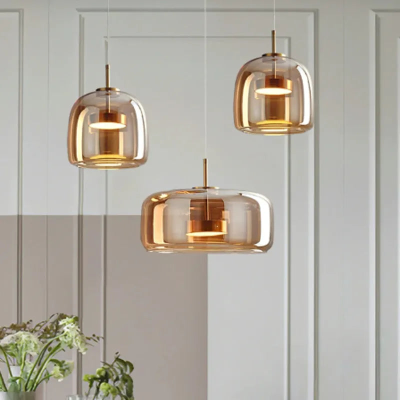 Modern Pendant Lights For Ceiling Home Dining Living Room Kitchen Office Aisle Hanging Lamp Dining Room Bedroom Gray Amber Color