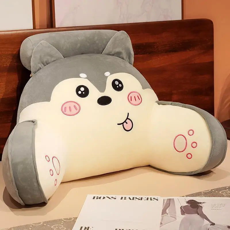 Cartoon Husky Lumbar Support Pillow Large Backrest Bed Reading Cushion Chair Sofa Tatami Lazy Pillow