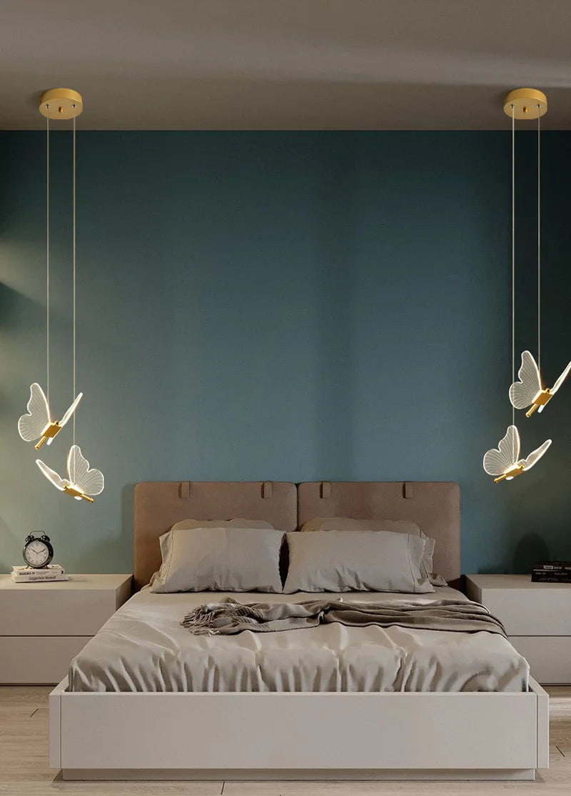 Lustre LED Pendant Light Fixture Butterfly Hanging Lamps For Ceiling Kitchen Bedside Living Room Decor Nordic Pendant Lamp