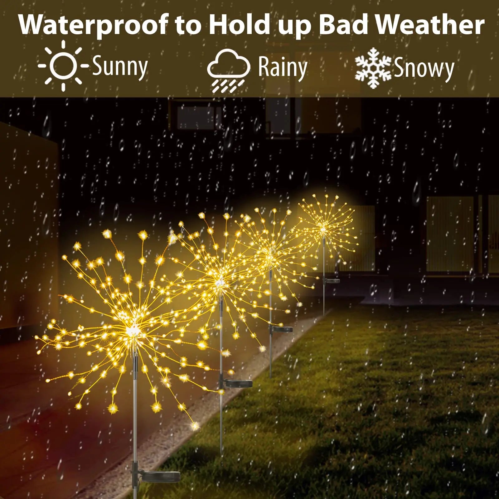 AlliLit LED Solar Fireworks Lights Waterproof Outdoor Dandelion Flash String Fairy Lights for Garden Landscape Lawn Decor