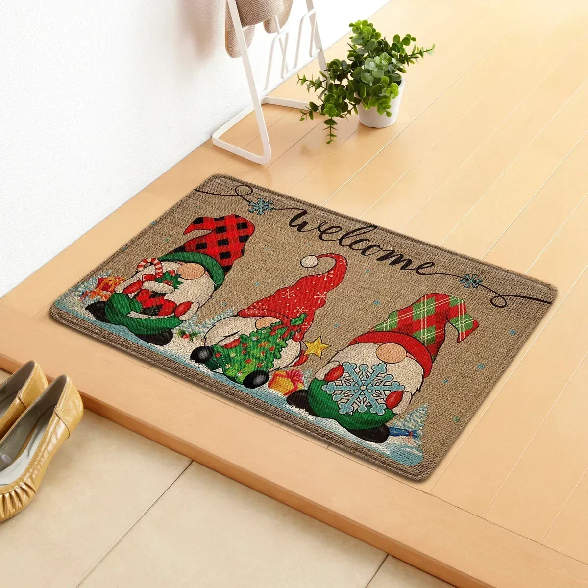 2025 Christmas Decorations Doormat,Merry Xmas Gnomes Elk Rug Indoor Outdoor Entrance Carpet Holiday Home Decor Door Mat